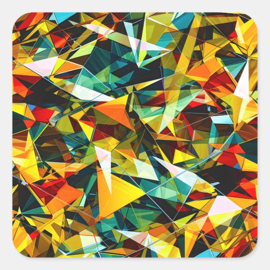 Modern Abstract Geometric Colorful Crystal Glass Quadratischer Aufkleber (Vorderseite)