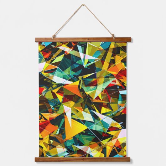 Modern Abstract Geometric Colorful Crystal Glass Wandteppich Mit Holzrahmen (Vorderseite)