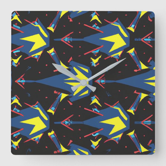 Modern abstract geometric digital pattern 57 quadratische wanduhr (Vorderseite)