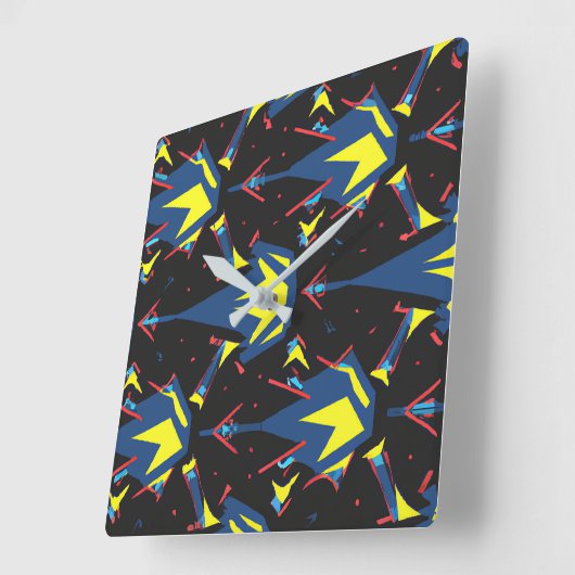 Modern abstract geometric digital pattern 57 quadratische wanduhr (Winkel)