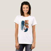 Modern Abstract Geometric Face Boho Line Art T-Shirt (Vorne ganz)