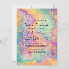 Modern Abstract Glitter Floral Monogram Design     Einladung