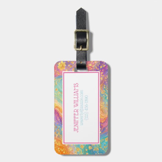 Modern Abstract Glitter Floral Monogram Design     Gepäckanhänger (Vorderseite vertikal)