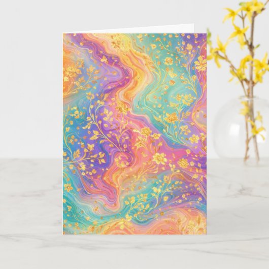 Modern Abstract Glitter Floral Monogram Design     Karte (Gelbe Blume)