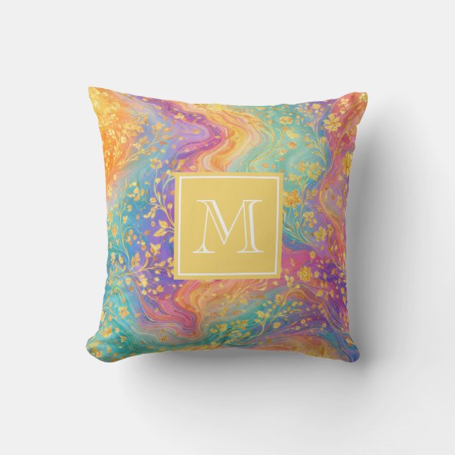 Modern Abstract Glitter Floral Monogram Design     Kissen (Vorderseite)