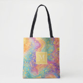 Modern Abstract Glitter Floral Monogram Design Tasche (Vorderseite)