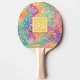 Modern Abstract Glitter Floral Monogram Design     Tischtennis Schläger