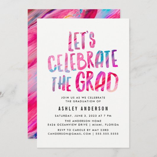 Modern Abstract | Graduation Party Invitation Einladung (Vorne/Hinten)