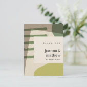 MODERN ABSTRACT GREEN ARTISTIC WEDDING THANK YOU POSTKARTE (Stehend Vorderseite)