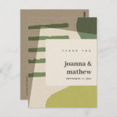 MODERN ABSTRACT GREEN ARTISTIC WEDDING THANK YOU POSTKARTE (Vorne/Hinten)
