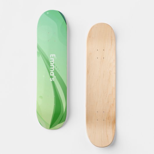 Modern Abstract Green Fluid Waves & Geometric Grap Skateboard (Vorderseite)