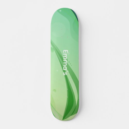 Modern Abstract Green Fluid Waves & Geometric Grap Skateboard (Vorne)