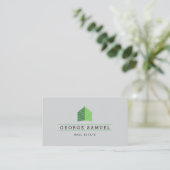 Modern Abstract Green Home Logo Realtor Ash-Black Visitenkarte (Stehend Vorderseite)