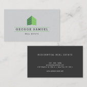 Modern Abstract Green Home Logo Realtor Ash-Black Visitenkarte (Vorne/Hinten)