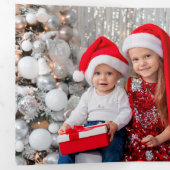 Modern Abstract Green/Red Christmas Photo Dreifach Gefaltete Karte (Innen Erste Seite)