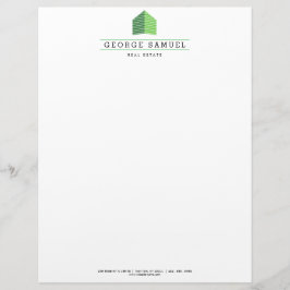 Modern Abstract Home Logo Realtor Green and White Briefbogen