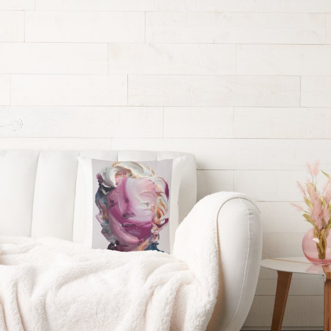 Modern Abstract Impasto Portrait Throw Pillow Kissen (Liege)