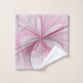 Modern Abstract Light Pink Gray Fractal Design Badhandtuch Set (Waschlappen)