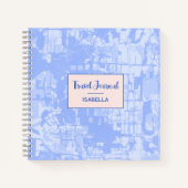 Modern Abstract Map Blue Pattern Travel Journal Notizblock (Vorderseite)