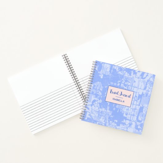 Modern Abstract Map Blue Pattern Travel Journal Notizblock (Innenseite)