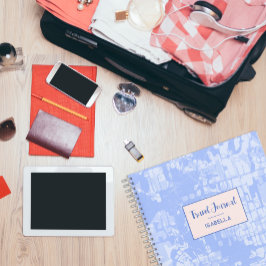 Modern Abstract Map Blue Pattern Travel Journal Notizblock