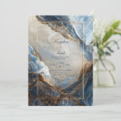Modern Abstract Navy Bronze Gilded Marble Wedding Einladung (Stehend Vorderseite)