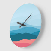 Modern Abstract Pastel Blue Pink Mountains Große Wanduhr (Winkel)