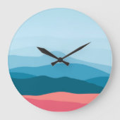 Modern Abstract Pastel Blue Pink Mountains Große Wanduhr (Vorderseite)
