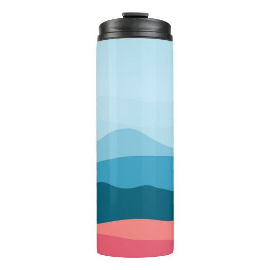 Modern Abstract Pastel Blue Pink Mountains Thermosbecher (Vorderseite)