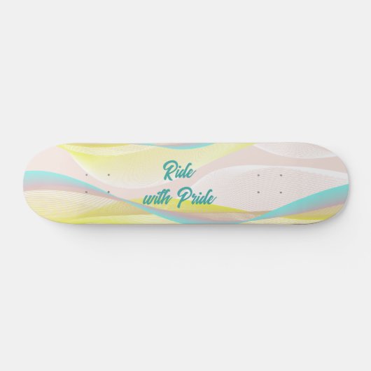 Modern Abstract Pastel Fluid Waves & Mesh Skateboard (Horizontal)