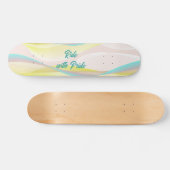 Modern Abstract Pastel Fluid Waves & Mesh Skateboard (Horizontal)