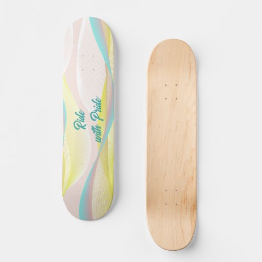 Modern Abstract Pastel Fluid Waves & Mesh Skateboard (Vorderseite)