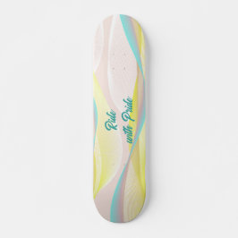 Modern Abstract Pastel Fluid Waves & Mesh Skateboard