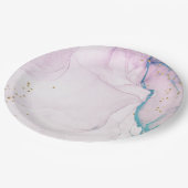Modern Abstract Pastel Purple Blue Teal Watercolor Pappteller (Schrägansicht)