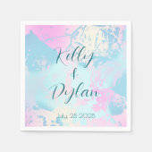 Modern Abstract Pastel Wedding Cocktail Serviette (Vorderseite)