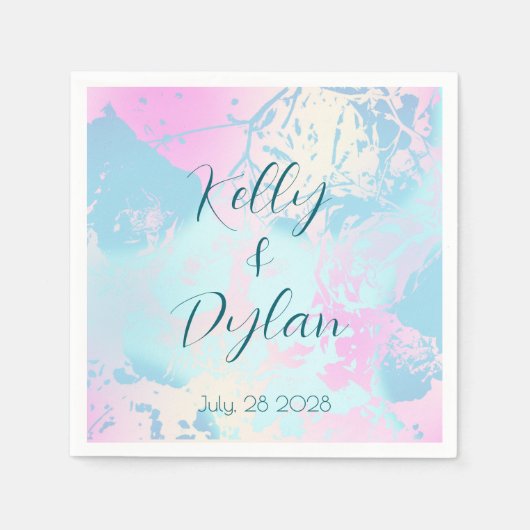 Modern Abstract Pastel Wedding Cocktail Serviette (Vorderseite)