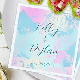 Modern Abstract Pastel Wedding Cocktail Serviette