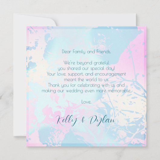 Modern Abstract Pastel Wedding Dankeskarte (Rückseite)