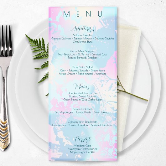 Modern Abstract Pastel Wedding Menükarte