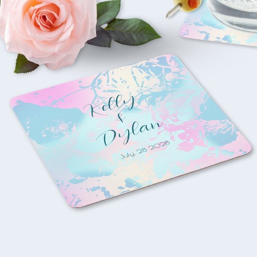Modern Abstract Pastel Wedding Paper Coaster Rechteckiger Pappuntersetzer
