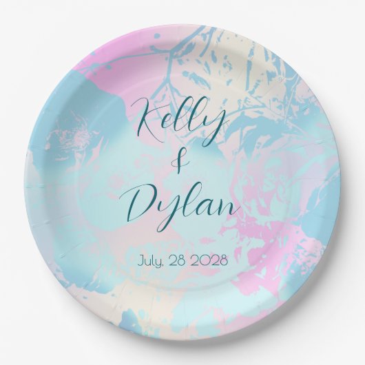 Modern Abstract Pastel Wedding Pappteller (Vorderseite)