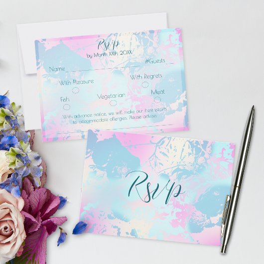 Modern Abstract Pastel Wedding RSVP Card Karte