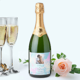 Modern Abstract Pastel Wedding Schaumweinetikett