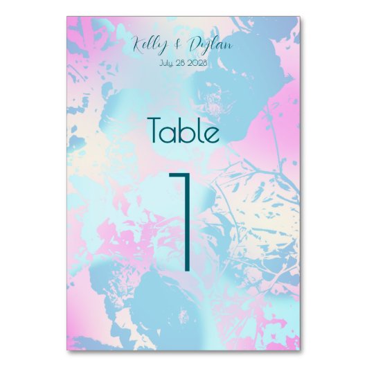 Modern Abstract Pastel Wedding Tischnummer (Vorderseite)