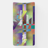 Modern Abstract Pattern Birthday Celebration Banner (Vertikal)