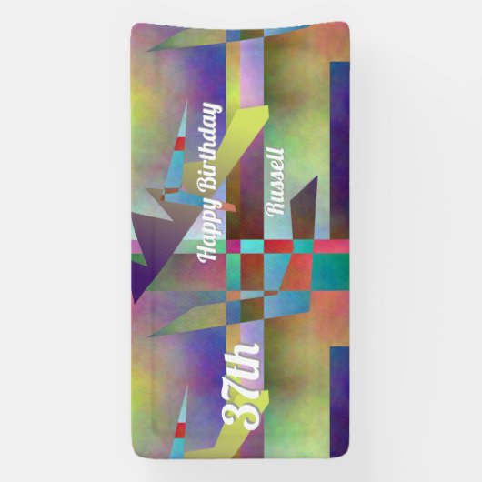 Modern Abstract Pattern Birthday Celebration Banner (Vertikal)