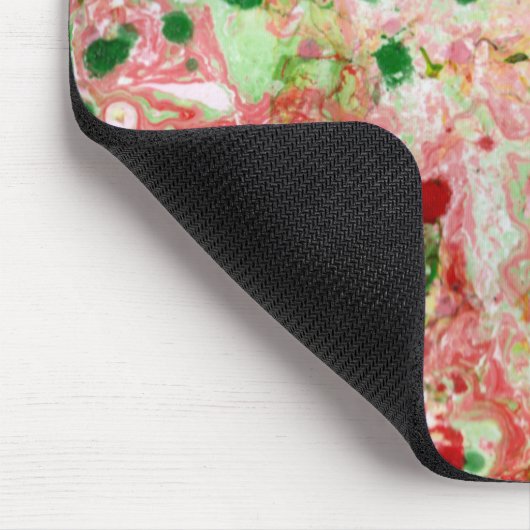 Modern Abstract Pink Red Yellow Green Marble Mousepad (Ecke)