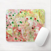 Modern Abstract Pink Red Yellow Green Marble Mousepad (Mit Mouse)
