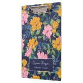 Modern Abstract Pink & Yellow Floral Pattern Klemmbrett (Links)
