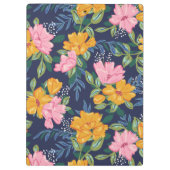Modern Abstract Pink & Yellow Floral Pattern Klemmbrett (Rückseite)